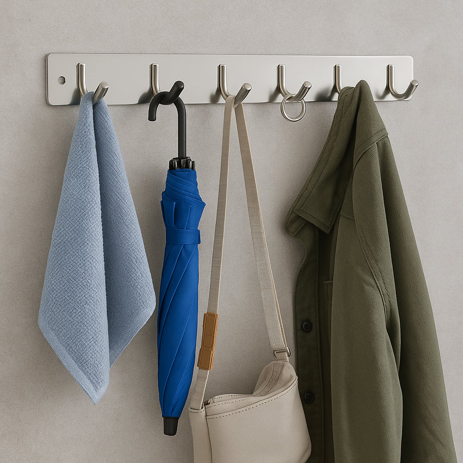 Stainless Steel Wall Mounted Coat 6 Hook Rack (32x3 / 1Pc) Stainless Steel Wall Mounted Coat 6 Hook Rack (32x3 / 1Pc)